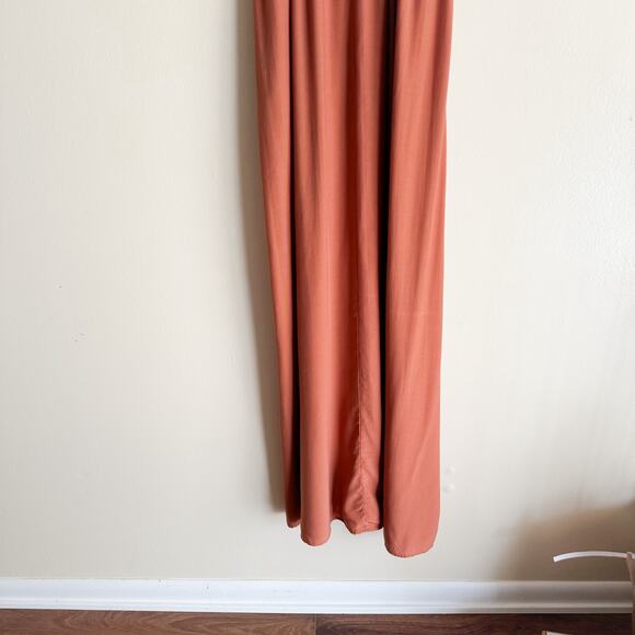 Flawless Brown Shirred Criss Cross Maxi Dress - Medium - Picture 8 of 9